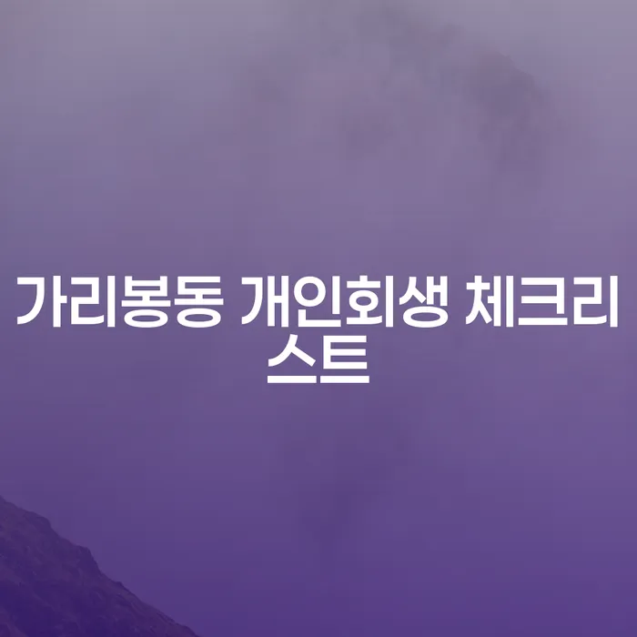 가리봉동 개인회생 체크리스트