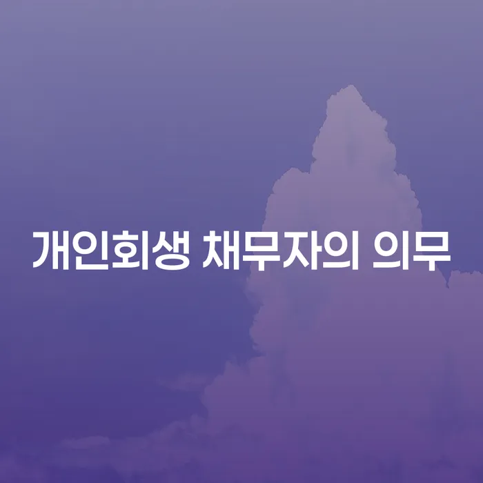 개인회생 채무자의 의무는 무엇인가요?